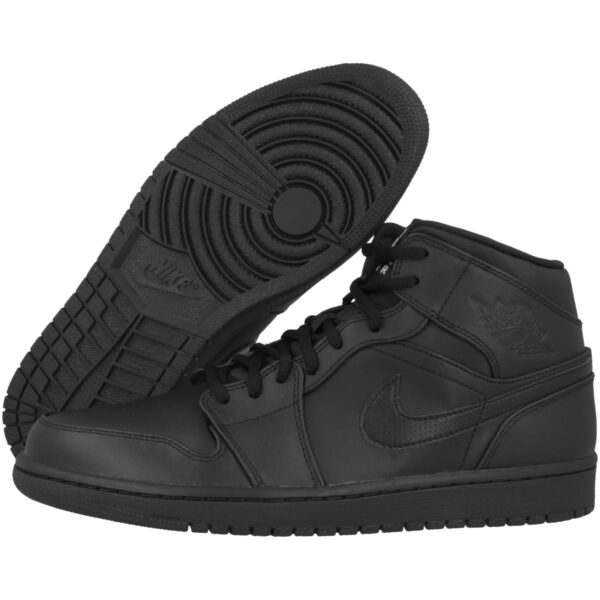 Nike Homme Air Jordan 1 Mid Chaussures de Basketball, Black/Black/Black 034 – Image 2