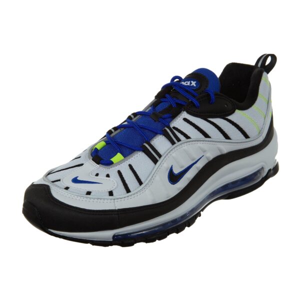 Nike Homme Air Max 98 Chaussure de Course, Blanco/Negro/Racer Blue/Voltio